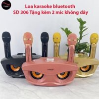 Loa Karaoke Bluetooth SD-306 Tặng Kèm 2 Micro Không Dây, loa karaoke mini du lịch và dành hát cho gia đình