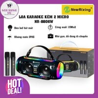 Loa karaoke kèm 2 mic NEWRIXING NR-8806W - Bluetooth không dây ngoài trời di động kiểu mới Loa siêu trầm đầy màu sắc