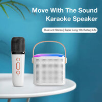 Loa Karaoke Không Dây Y1 Đa Năng Với 2 Micro Và Đèn RGB Loa Karaoke Di Động Mini