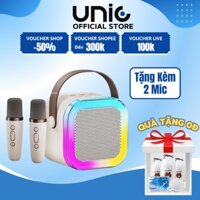 Loa Karaoke Mini Bluetooth UNIC Tặng Kèm 2 Mic Sạc Pin Không Dây, Âm Thanh Hay Bass Chuẩn, Chỉnh Đa Giọng KR01