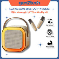 Loa Karaoke Mini GenZtech D1987, Loa Bluetooth Mini Karaoke 2 Micro Màu Hồng, Xanh, Kem Đèn Led RGB Âm Thanh Cực Hay