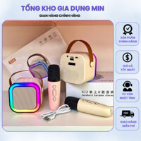 Loa karaoke mini K12 sạc pin không dây, loa bluetooth tặng kèm 2 míc hát âm thanh ra chuẩn hay