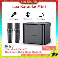 Loa Karaoke Sách Tay YS-111 Tặng Kèm 2 Micro Không Dây Hỗ Trợ USB, Thẻ Nhớ, Bluetooth