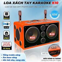 Loa Karaoke Xách Tay Cao Cấp MTMAX K10 25 Đường Tiếng, Hệ Thống Bass Đôi 25 Công Suất Mạnh Mẽ Đến 750W, Micro Hát Nhẹ Vang Sâu Trọng Lượng 27KG