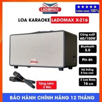 Loa Karaoke Xách Tay Ladomax X-216 | Công Suất 150W, Bluetooth 5.0, 2 Loa Bass 16cm, Pin 6h, Thiết Kế 3 Đường Tiếng