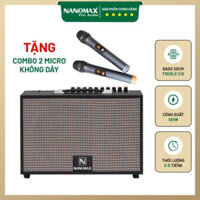 Loa Karaoke Xách Tay Nanomax K-01 (Loa 2 đường tiếng, Bass 20cm, 120W, 2 Micro karaoke chống hú rít, hát nhẹ, tiếng sáng