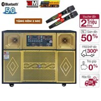 Loa Kéo 4 Tấc Đôi Bass 40 ( Lưới Vàng ) BM G-K65 Công Suất 2200w Tặng Kèm 2 Mic SV47