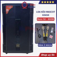 Loa Kéo Bass 50 MASCOT GS650 3 Đường Tiếng Hát Karaoke 5 Tấc, Tặng 2 Micro Kim Loại UHF -H2pro Tech