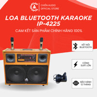 Loa kéo bluetooth karaoke IP-4225 kèm 2 micro không dây và dây sạc, loa hát karaoke di động nghe nhạc bass cực đỉnh