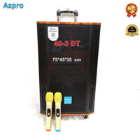 Loa kéo di động AZPro AZ-2506 Bass 40-3 đường tiếng kèm 2 Micro không dây kim loại chống hú thùng gỗ