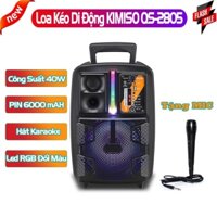 Loa Kéo Di Động Bluetooth Không Dây Kimiso Qs-2805/Qs-7801 Kèm Micro Có Dây , Âm Thanh Chất Lương Cao, Âm Bass Hay
