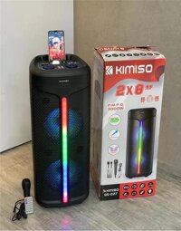 Loa kéo di động Kimiso QS-227 - Loa karaoke bass 2 tấc đôi - Kết nối 2 loa qua TWS (True Wireless St