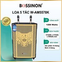 Loa kéo di động, loa kéo karaoke, loa kéo bluetooth Bossinon W-AM5577AK bass 5 tấc gỗ công suất mạnh