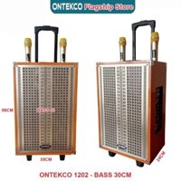 Loa kéo gỗ di động ONTEKCO 1202 kèm 2 micro loa best sound 1280 bas 30 chống hú karaoke hát hay nhẹ tiêng