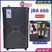 Loa Kéo Karaoke 4 Tấc JBA 666 Công Suất Lớn 800W, Tặng 2 Mic Không Dây Uhf, Hát Hay -H2Pro Audio