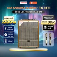 Loa kéo karaoke bluetooth công suất khủng 1500W, loa di động ngoài trời ORIS TO-18T1 kèm 02 micro sóng UHF cao cấp