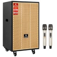 Loa Kéo Karaoke Mini Nanomax SK-T10 bát 25cm Đọc Được USB Thẻ Nhớ Công Suất 200W/Max Tay Kéo Vân Gỗ Tặng Kèm 2 Mic
