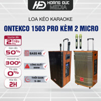 Loa Kéo Karaoke ONTEKCO 1503 PROMAX Kết Nối Bluetooth Bass 40cm Kèm 2 Micro UHF 3 Đường Tiếng Hát Karaoke Gia Đình