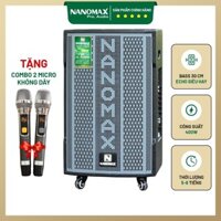 Loa Kẹo Kéo Karaoke Bluetooth Nanomax SK-12X3 Xám Bass 30cm 380w Tặng 2 Mic Bản Mới Chống Hú Tốt
