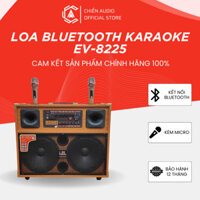 Loa kéo kết nối bluetooth EV-8225, loa hát karaoke di động kèm 2 micro không dây và dây sạc nghe nhạc cực đỉnh