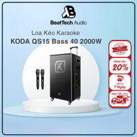 Loa kéo KODA QS15 Bass 40, loa kéo 3 đường tiếng âm thanh cao cấp, cặp micro không dây UHF kim loại