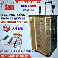 Loa kéo loa karaoke MD 1568 Bass 40 thùng loa gỗ sang trọng Tích hợp công nghệ Vang Cơ REVERB và công nghệ âm thanh nổi TWS