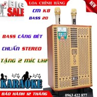 Loa kéo nhâp khẩu CM audio K8 bass 20 âm thanh sống động, tuyệt hảo, hình thức bắt mắt, tặng 2 míc UHF vang tuyệt đep