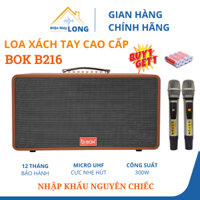 Loa Kéo Xách Tay Bluetooth Cao Cấp Hát Karaoke Hay BOK B216 Nhập Khẩu Chính Hãng Tặng Kèm 2 Micro