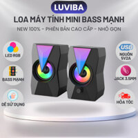 Loa máy tính để bàn bass mạnh, loa vi tính mini LED RGB laptop giá rẻ LUVIBA FTK10