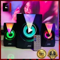 Loa Máy Tính Để Bàn Bluetooth LED RGB 2.1 AAP E012 Loa Vi Tính Laptop Pc Nghe Nhạc Bass Lớn Có Dây