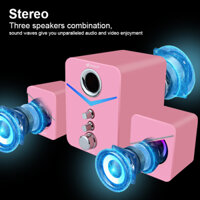 Loa Máy Tính Để Bàn Mini 2.1 Kisonli U-3100 Màu Hồng Led Rgb Nghe Nhạc Dễ Thương