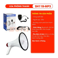 Loa Phóng Thanh Sunrise SH11B-MP3 Pin sạc Kèm Micro Cầm tay + Pin sạc + Dây sạc + Dây đeo vai