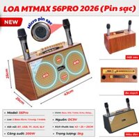 Loa S6Pro Phiên Bản 2026, 2 bass, Mic Tích Hợp Pin Sạc 4 Đường Tiếng Đủ Bass Trung Treble Công Suất 200W, 10 Nút chỉnh Cao Cấp Kèm 2 Micro VHF Hát Nhẹ Vang Sâu