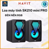 Loa vi tính 2.0 có dây HAVIT GAMENOTE Sk210mini PRO đèn LED RGB công suất 3W*2 Cổng USB+Jack 3.5mm Đen (Chiếc)