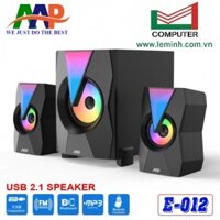 Loa Vi Tính 2.1 AAP E012 LED Chính hãng (AUX, Bluetooth, USB, Thẻ nhớ, FM, Remote)