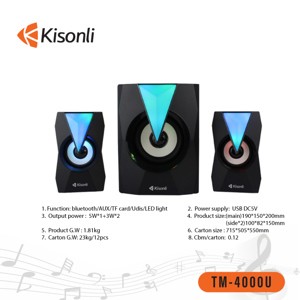 Loa vi tính 2.1 kiêm bluetooth Kisonli TM-4000U
