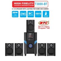 Loa vi tính 5.1 kiêm Bluetooth USB thẻ nhớ Bosston T3800-BT 45W led RGB 7 màu, nguồn 220V (Đen) - Hãng phân phối