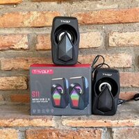 Loa vi tính có dây Loa T-Wolf S11 - loa 2.0 với hai loa vệ tinh 3W x 2, tích hợp đèn LED hiệu ứng
