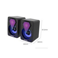 Loa vi tính mini 2.0 mini E1053 có LED, loa để bàn mini cho máy tính laptop