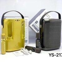 Loa xách tay bluetooth karaoke YS-217 tặng kèm 2 micro. Có hiệu ứng đổi giọng, điều chỉnh echo, reverb và effect