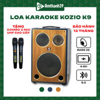 Loa Xách Tay Karaoke Kozio K9 Công Suất 450W, Bass 25cm, Pin 6H, 2 Micro UHF Loa Karaoke Loa Kéo