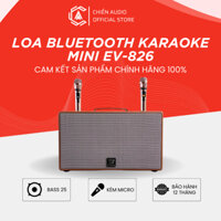 Loa xách tay vali kết nối bluetooth EV-826, loa hát karaoke di động kèm 2 micro không dây và dây sạc nghe nhạc cực đỉnh
