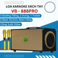 Loa Xách Tay VBBOX- VB8888 PRO, 2 Bass Đôi 16,5 Công Suất 550W, Reverb ,Echo, Bass.. Chỉnh Trên Loa
