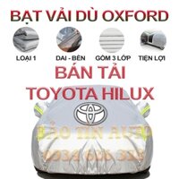 [LOẠI 1] Bạt che kín bảo vệ xe bán tải Toyota Hilux 4,5 chỗ tráng bạc cao cấp, áo chùm bạc trùm phủ xe oto ban tai