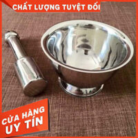 {loại 1} Bộ chày cối giã cua bằng gang - gỗ - inox