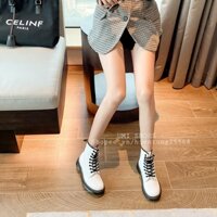 [LOẠI 1] Boot ulzzang cao cổ MARTIN buộc dây màu đen/trắng cá tính đơn giản đế bằng đẹp mới xinh thời trang năng động