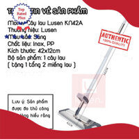 (LOẠI 1) Cây lau nhà, dụng cụ lâu sàn tự vắt inox Lusen KN42A, bộ lau nhà công nghiệp bản to tách nước bẩn