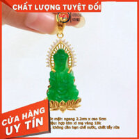 (loại 1) Dây Chuyền Mặt Phật Bà Đá Xanh Ngọc V667 phối hợp Dây Hoa Bản Lớn V019 Namoo Jewelry CHuyên Sỉ