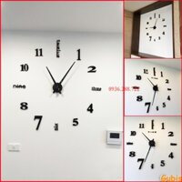 (LOẠI 1) Đồng hồ dán tường 3D cỡ lớn DT09-Đen