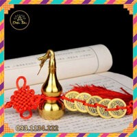 {loại 1} Hồ lô phong thuỷ bằng đồng sức khoẻ trường thọ, hút tài lộc tặng dây xu ngũ đế đồng tâm kết